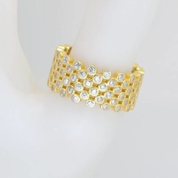 18K Yellow Gold Plated 925 ss 4.60cttw Diamond Simulant Eternity Ring Size 9 1/2 - Picture 3 of 10